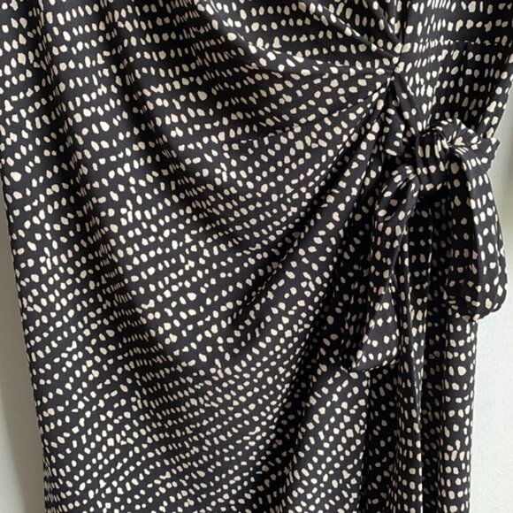 Ann Taylor Black/white Pebble Print 3/4 Sleeve Wrap Midi Dress Size M - Picture 5 of 7